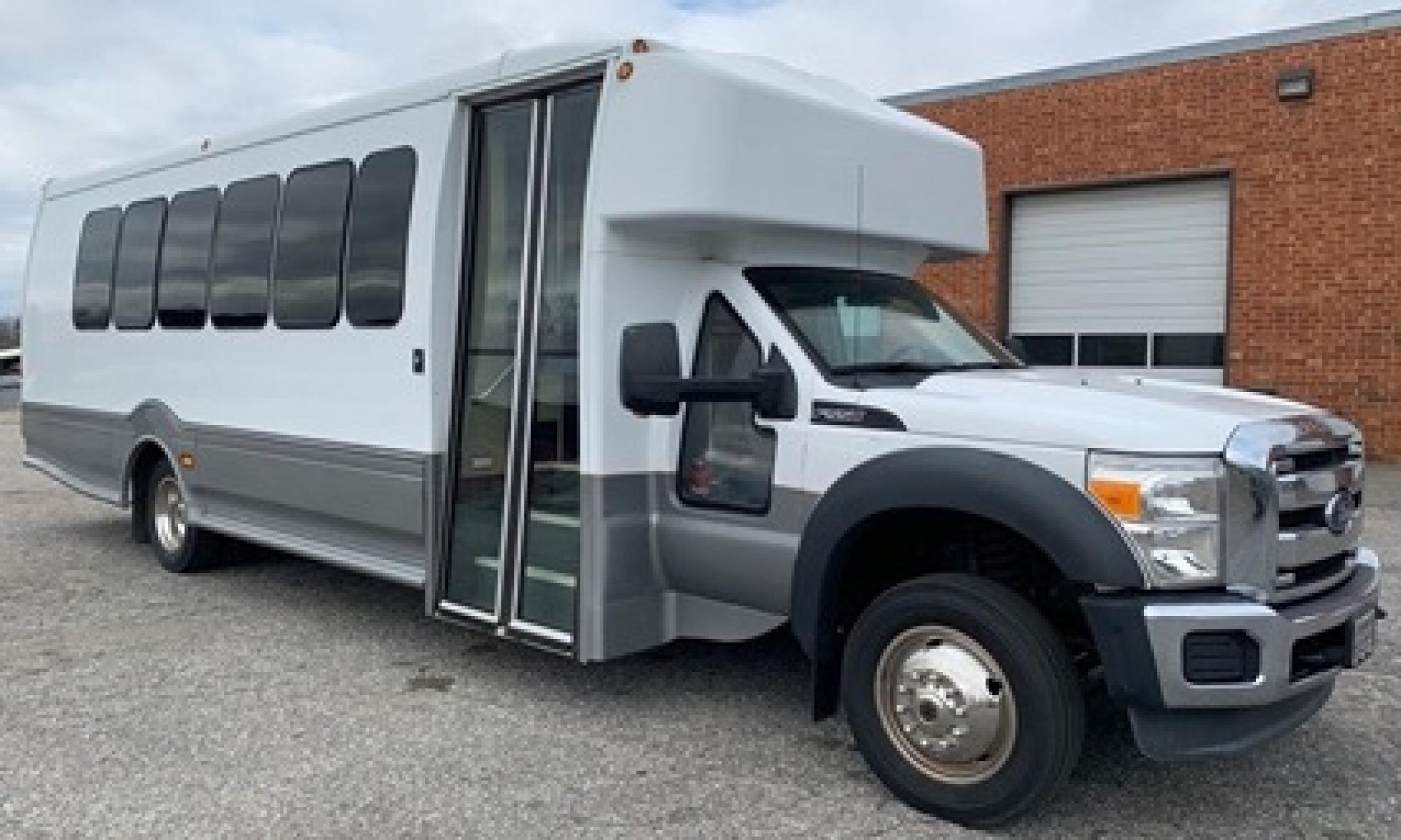 2014 White Ford F550 with an 6.7L engine, Auto transmission, 0.000000, 0.000000 - 2014 Ford F-550, Turtle Top Odyssey XL,- 6.7L Diesel Engine,- Automatic Trans,- Electric Entrance,Door,- 25 Passengers & Driver,- Mid Back Reclining Seats,- Retractable Seat Belts, - 110V Outlets,- Rear Dedicated Luggage,- Stainless Wheel Simulators,- Front and Rear A/C. - Photo #0