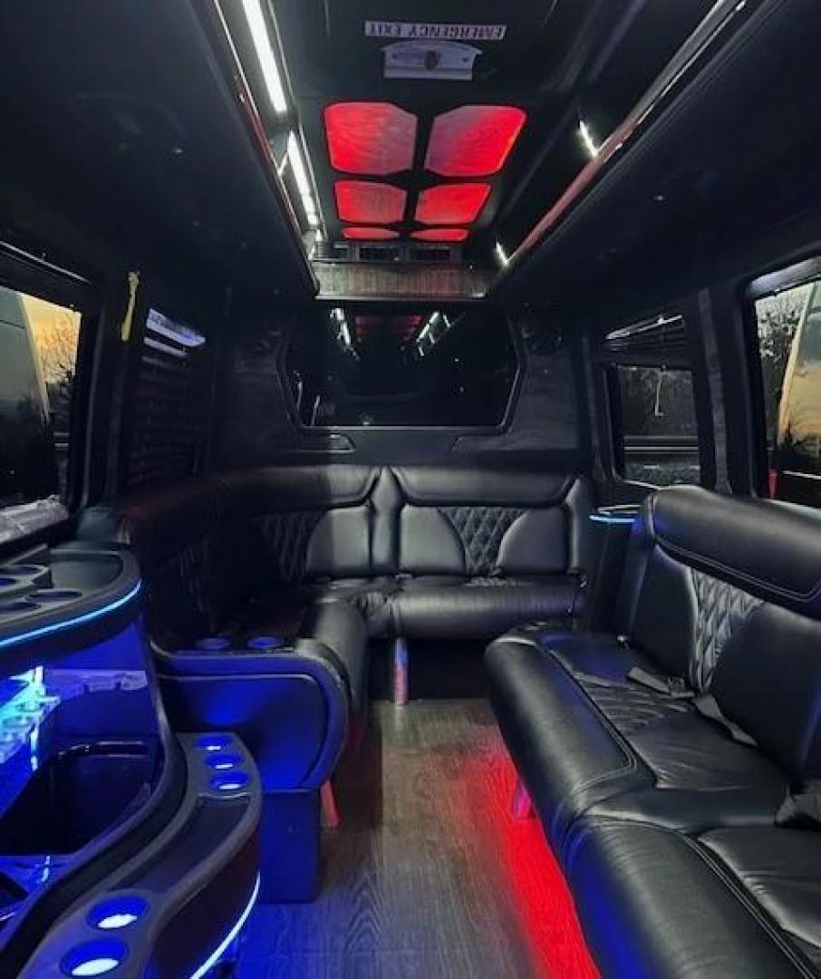 2016 Black /Black Mercedes-Benz Sprinter 3500 with an Diesel engine, Auto transmission, 0.000000, 0.000000 - 2016 MB SPRINTER GRECH 3500 MILEAGE 83154 NEW PAINT BLACK / BLACK 14 PASSENGERS FRONT AND REAR TV GRECH SOUND SYSTEM LIMO BENCH SEATING WITH LAP BELTS GREY WOOD LOOK FLOORING WINDOW SHADES LED LIGHTING AND MUCH MORE LOCATED IN CA RECENT WORK : NEW PAINT - TIRES, ALL BRAKES, A/C CONDENSER AND FRONT R - Photo#5