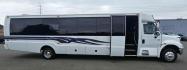 2004 White /Black International KK38 , Auto transmission, 0.000000, 0.000000 - 2004 KK38 LIMO BUS MAKE - INTERNATIONAL YEAR - 2004 MODEL - 3200 DT530 BUILDER - KRYSTAL KK38 MILEAGE - 66,944 WHITE EXTERIOR BLACK INTERIOR PASSENGER - 28 LIMO BENCH SEATING 3 BARS W/ COOLERS STAINLESS CEILING W/ FIBER LIGHTS CEILING GRAB BARS RGB LIGHTING TV'S FRONT AND BACK WALL REAR LUGGAGE SPAC - Photo#3