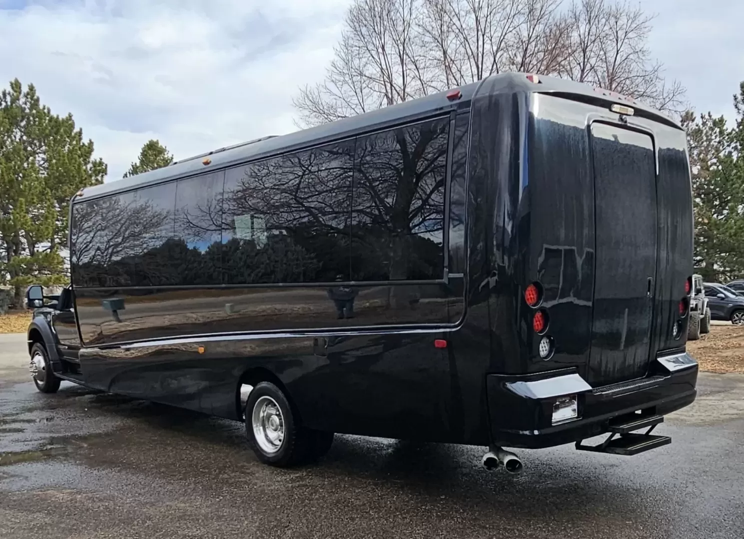 2018 Black /Black Ford F550 with an Diesel engine, Allison transmission, 0.000000, 0.000000 - 2018 GRECH GM33 EXECUTIVE SHUTTLE - 6.7L DIESEL ALLISON 27 PASSENGERS PLUS DRIVER AND COPILOT RACK BLACK EXTERIOR KELDERMAN AIR RIDE PASSENGERS VIEWING WINDOW BLACK GRECH SEATING WITH RETRACTABLE LAP BELTS, CENTER ARMRESTS, RECLINER SEATS (2) TWO TV'S ON FRONT WALL PILLARS OVERHEAD RACKS PLUG DOOR R - Photo#4