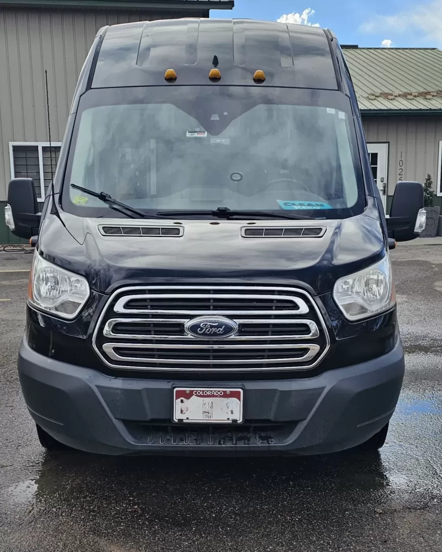 2017 Black /Black Ford Transit with an Gas engine, Auto transmission, 0.000000, 0.000000 - 2017 FORD TRANSIT 3.7L GAS ENGINE BUILT BY PINNICALE INTERIOR BLACK DIAMOND PATTERN LIMO BENCH SEATS 10 PASSENGERS PLUS DRIVER AND COPILOT - RACK LIMO BENCH SEATING POWER PARTITION TV'S FRONT AND REAR COVED RGB LIGHTING ON SIDE WALLS OVER HEAD DOME LIGHTS GRAY WOOD LOOK FLOORING MAYBACH CEILING LIGH - Photo#17