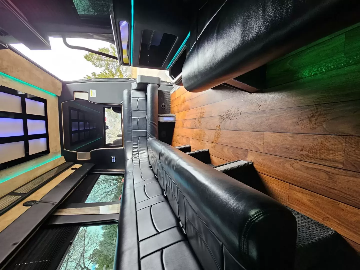 2016 Black /Black Mercedes-Benz Sprinter 3500 with an Diesel engine, Auto transmission, located at 1725 US-68 N, Bellefontaine, OH, 43311, (937) 592-5466, 40.387783, -83.752388 - 2016 MERCEDES BENZ 3500 SPRINTER BUILT BY BATTISTI DIESEL BLACK / BLACK 14 REAR PASSENGER PLUS DRIVER LIMO BENCH J SEATING MAYBACH CEILING WITH WHITE LIGHTING DUCTED AC CEILING DUCTED HEAT FLOOR WOOD LOOK FLOORING TV'S FRONT AND REAR WITH BLACK PLEXI COVERS FOR PROTECTION FRONT BAR WITH SELF DRAININ - Photo#17