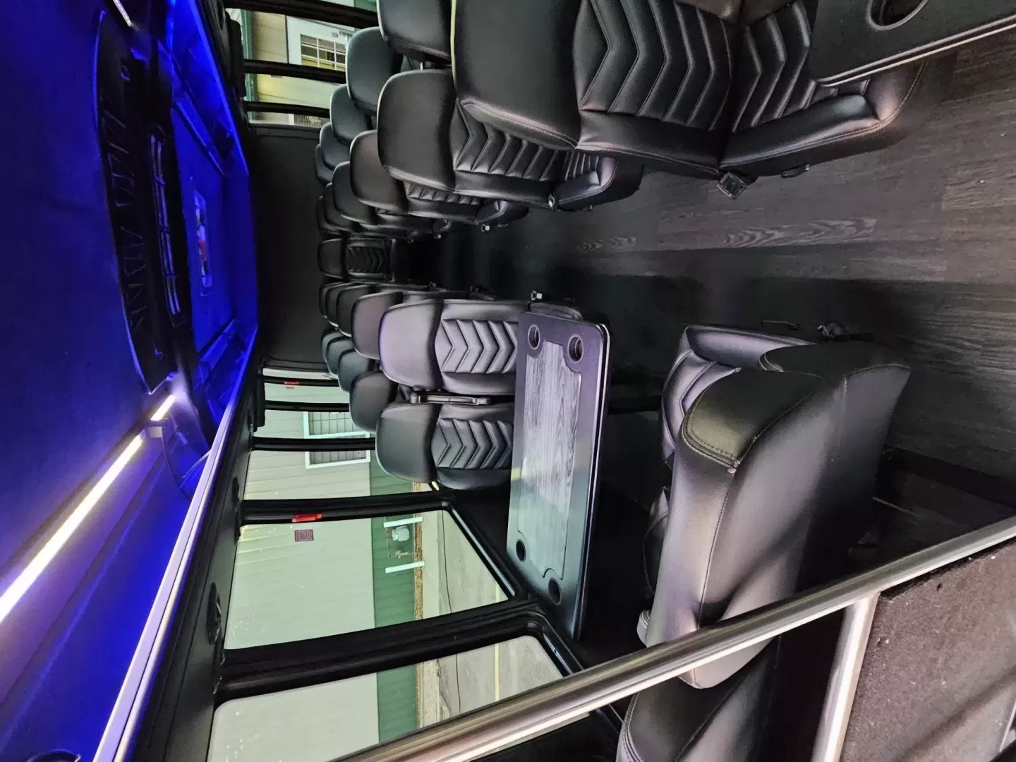 2012 Black /Black Ford E450 with an V8 engine, Auto transmission, 0.000000, 0.000000 - 2012 E450 TURTLE TOP BUS BODY INTERIOR BY FIRST CLASS COACHWORKS V8 GAS 5.4L ENGINE 20 REAR PASSENGER BLACK & GRAY LIMO BENCH SEATING DRIVER AND PASSENGER SIDE IN SEAT BARS WITH ACRYLIC BACK LED LIGHTING ACRYLIC LED LIGHTING IN THE CEILING , SIDE PANELS AND THE FRONT AND BACK WALLS CUSTOM LIGHTED FL - Photo#8