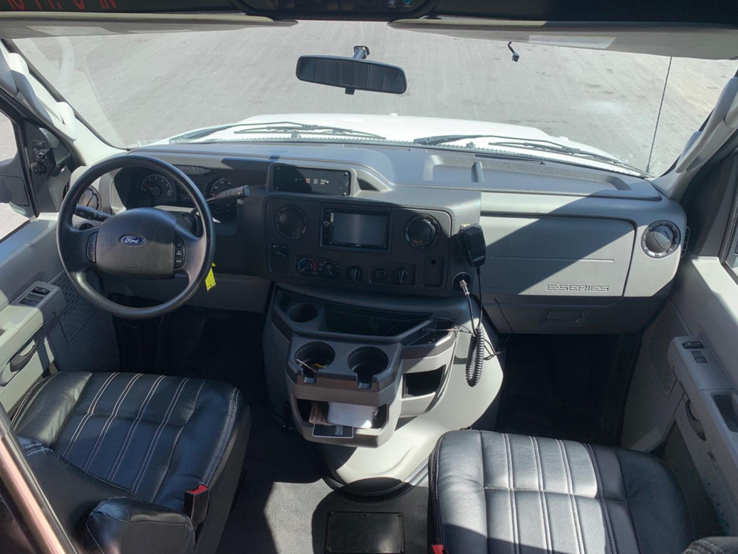 2018 White /Gray/Blue Ford E450 with an V10 engine, Auto transmission, 0.000000, 0.000000 - 2018 Ford E-450 Berkshire Coach 6.8L V10, Autom 24 passengers + Driver, High Back Leather Seats, USR Seatbelts, Reading Lights, Observation Window, Reading Lights, Overhead Storage, Rear Dedicated Luggage, Electric Entrance Door, Roof Mont A/C, Stainless Wheel Simulators 50,100 Miles - Photo#12