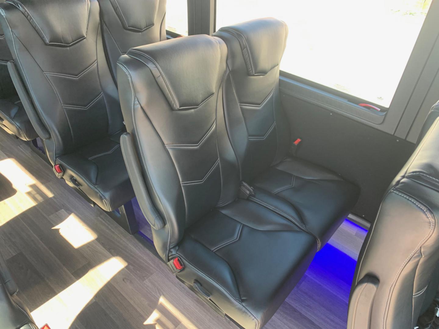 2018 White /Gray/Blue Ford E450 with an V10 engine, Auto transmission, 0.000000, 0.000000 - 2018 Ford E-450 Berkshire Coach 6.8L V10, Autom 24 passengers + Driver, High Back Leather Seats, USR Seatbelts, Reading Lights, Observation Window, Reading Lights, Overhead Storage, Rear Dedicated Luggage, Electric Entrance Door, Roof Mont A/C, Stainless Wheel Simulators 50,100 Miles - Photo#14