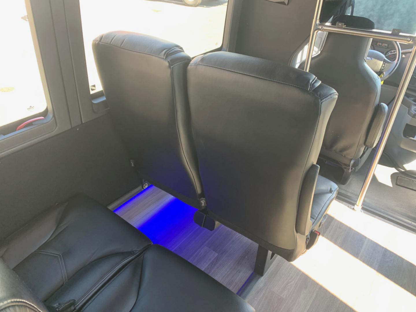 2018 White /Gray/Blue Ford E450 with an V10 engine, Auto transmission, 0.000000, 0.000000 - 2018 Ford E-450 Berkshire Coach 6.8L V10, Autom 24 passengers + Driver, High Back Leather Seats, USR Seatbelts, Reading Lights, Observation Window, Reading Lights, Overhead Storage, Rear Dedicated Luggage, Electric Entrance Door, Roof Mont A/C, Stainless Wheel Simulators 50,100 Miles - Photo#15