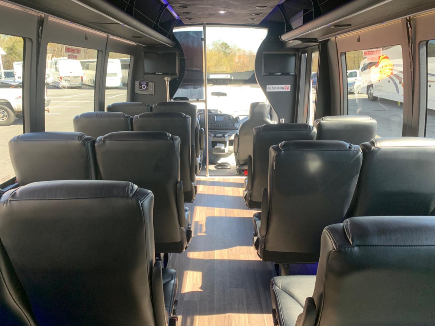 2018 White /Gray/Blue Ford E450 with an V10 engine, Auto transmission, 0.000000, 0.000000 - 2018 Ford E-450 Berkshire Coach 6.8L V10, Autom 24 passengers + Driver, High Back Leather Seats, USR Seatbelts, Reading Lights, Observation Window, Reading Lights, Overhead Storage, Rear Dedicated Luggage, Electric Entrance Door, Roof Mont A/C, Stainless Wheel Simulators 50,100 Miles - Photo#16