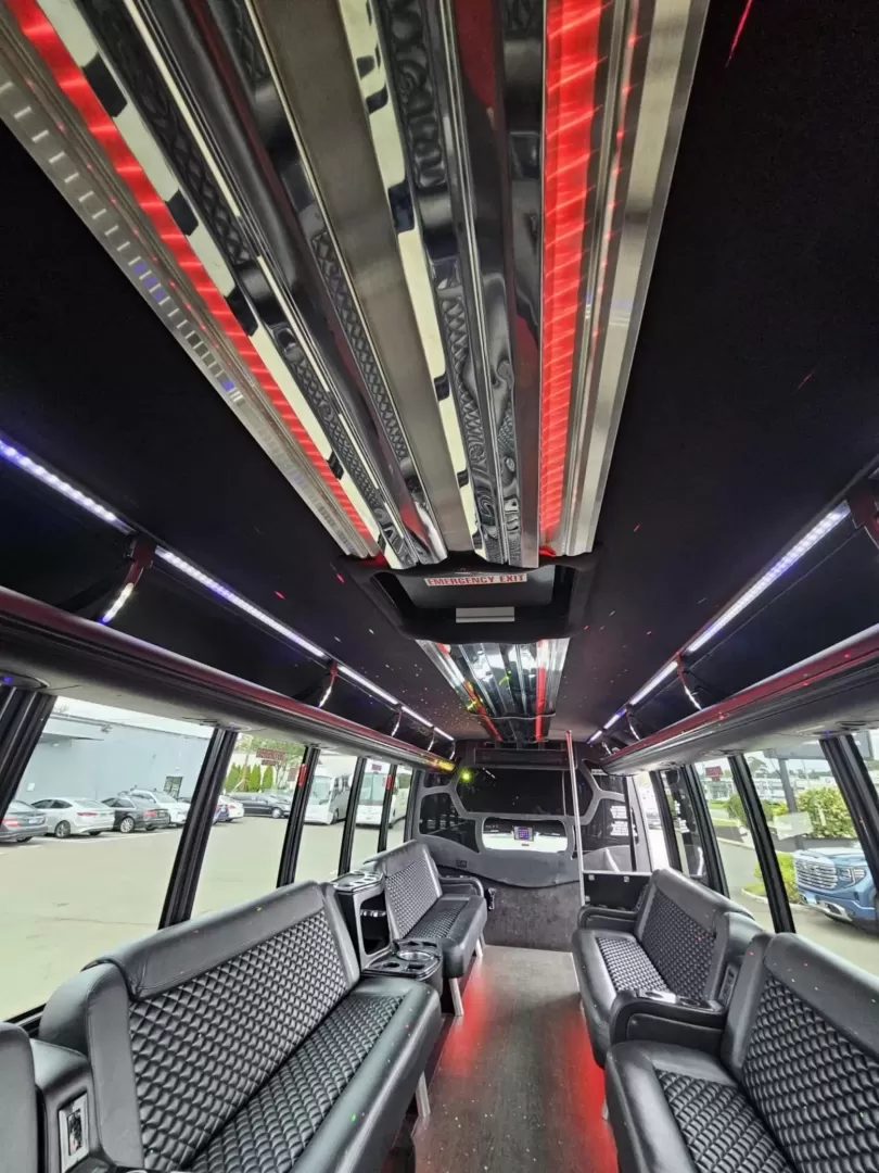 2016 White /Black Ford F550 with an Diesel engine, Auto transmission, 0.000000, 0.000000 - 2016 GRECH F550 GM33 LIMO DIESEL WHITE / BLACK NEW DIAMOND STITCHED SEATS NEW TURBO NEW DEF NEW WATER PUMP NEW EXHAUST NEW BATTERYLIMO STYLE SEATS AND BAR ULTRA RIDE AIR SYSTEM FRAMELESS COACH WINDOWS PREMIUM SOUND SYSTEM WOOD LOOK FLOORING LED INTERIOR LIGHTING ELECTRIC PLUG DOOR AND MUCH MORE! STI - Photo#14