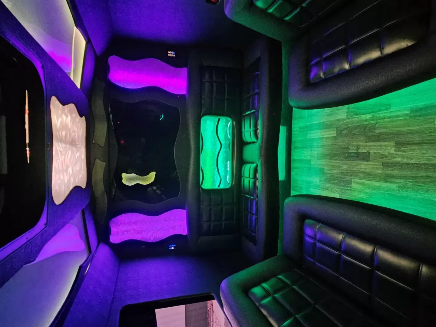 2013 White /Black IC PC805 with an Diesel engine, Allison transmission, 0.000000, 0.000000 - 2013 IC BUS MODEL - PC805 MAXXFORCE 6.4L DIESEL ENGINE ALLISON LIMO CONVERSION BY GLOBAL MOTORS (3YEARS OLD) BLACK / BLACK 28 PASSENGERS PLUS DRIVER SLIDING PARTITION BEHIND DRIVER LIMO BENCH SEATING CUP HOLDERS BEHIND SEATS RGB LIGHTING WOOD LOOK FLOORING TV'S FRONT AND REAR WALL SELF DRAINING ICE - Photo#8