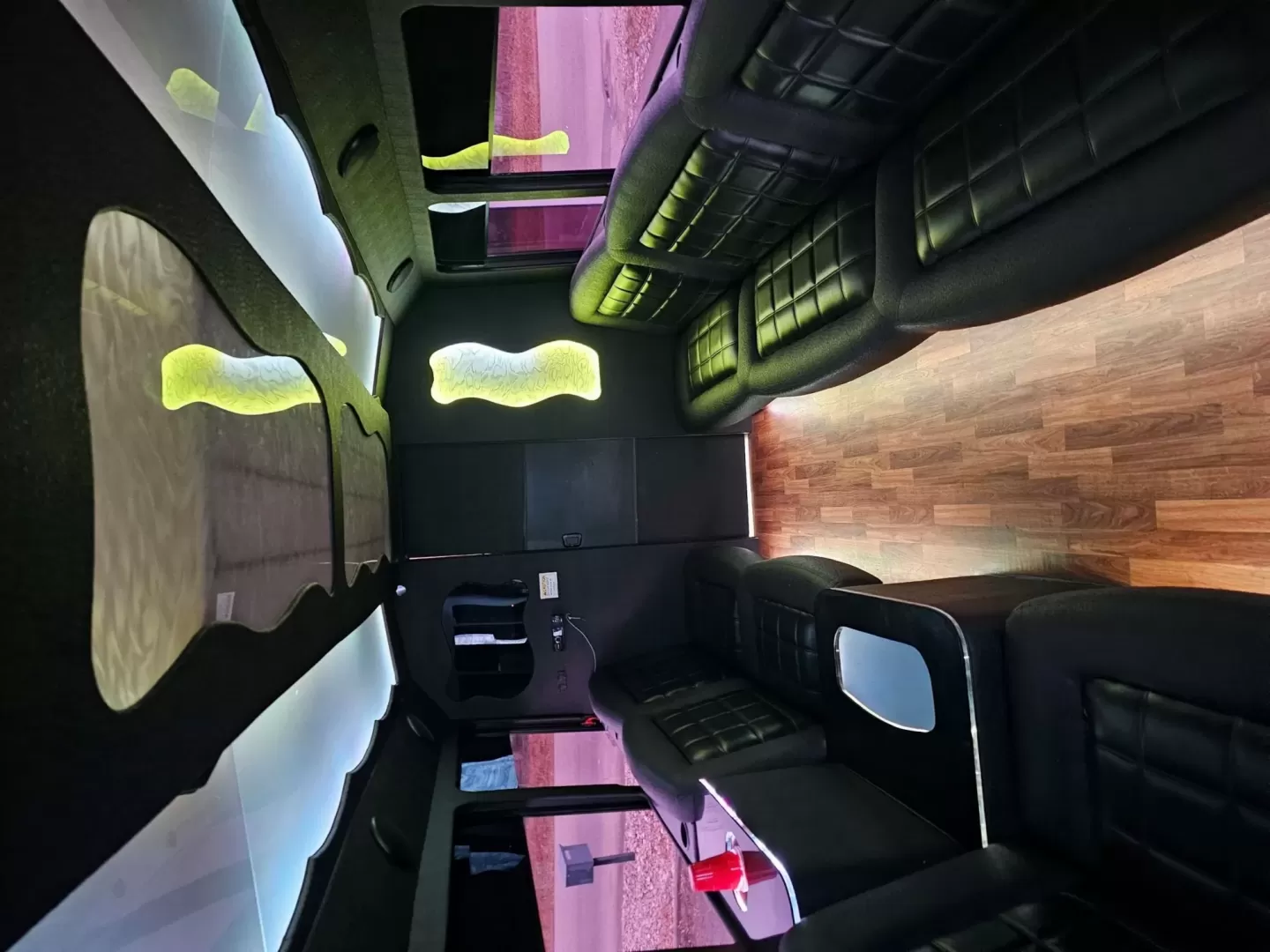 2013 White /Black IC PC805 with an Diesel engine, Allison transmission, 0.000000, 0.000000 - 2013 IC BUS MODEL - PC805 MAXXFORCE 6.4L DIESEL ENGINE ALLISON LIMO CONVERSION BY GLOBAL MOTORS (3YEARS OLD) BLACK / BLACK 28 PASSENGERS PLUS DRIVER SLIDING PARTITION BEHIND DRIVER LIMO BENCH SEATING CUP HOLDERS BEHIND SEATS RGB LIGHTING WOOD LOOK FLOORING TV'S FRONT AND REAR WALL SELF DRAINING ICE - Photo#14