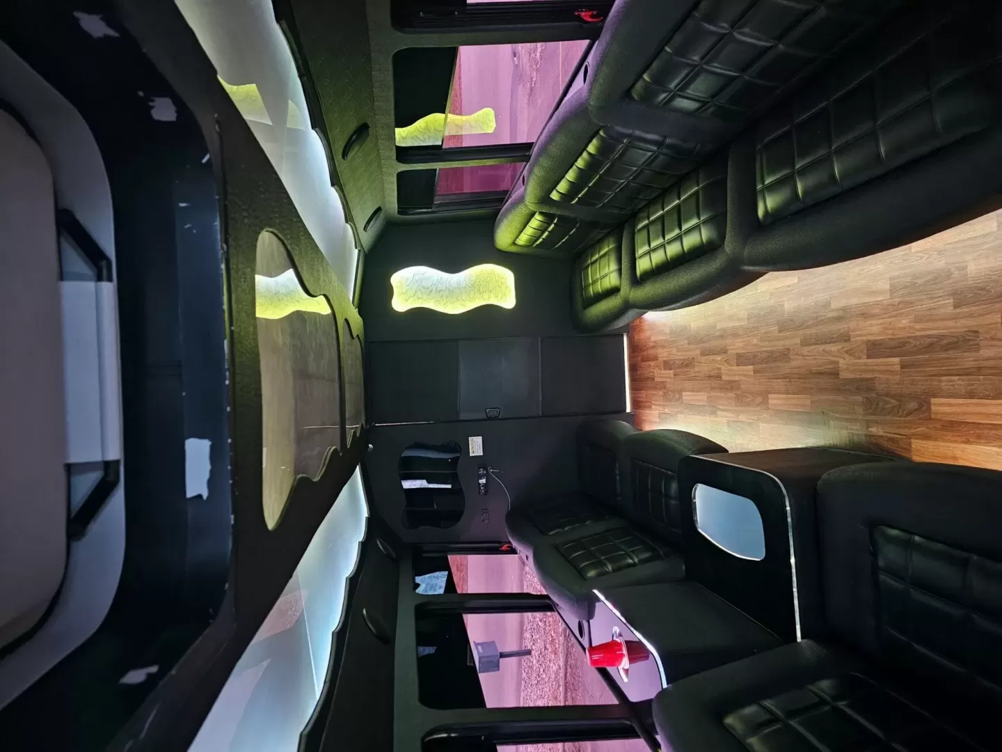 2013 White /Black IC PC805 with an Diesel engine, Allison transmission, 0.000000, 0.000000 - 2013 IC BUS MODEL - PC805 MAXXFORCE 6.4L DIESEL ENGINE ALLISON LIMO CONVERSION BY GLOBAL MOTORS (3YEARS OLD) BLACK / BLACK 28 PASSENGERS PLUS DRIVER SLIDING PARTITION BEHIND DRIVER LIMO BENCH SEATING CUP HOLDERS BEHIND SEATS RGB LIGHTING WOOD LOOK FLOORING TV'S FRONT AND REAR WALL SELF DRAINING ICE - Photo#15