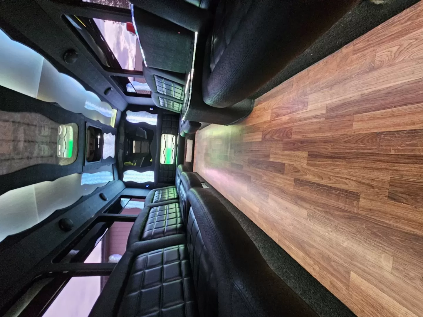 2013 White /Black IC PC805 with an Diesel engine, Allison transmission, 0.000000, 0.000000 - 2013 IC BUS MODEL - PC805 MAXXFORCE 6.4L DIESEL ENGINE ALLISON LIMO CONVERSION BY GLOBAL MOTORS (3YEARS OLD) BLACK / BLACK 28 PASSENGERS PLUS DRIVER SLIDING PARTITION BEHIND DRIVER LIMO BENCH SEATING CUP HOLDERS BEHIND SEATS RGB LIGHTING WOOD LOOK FLOORING TV'S FRONT AND REAR WALL SELF DRAINING ICE - Photo#19