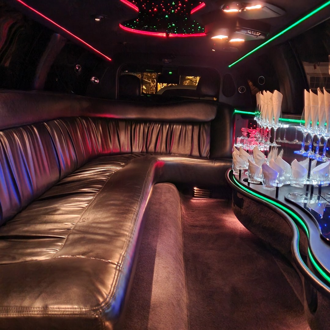 2004 Black /Black Lincoln Town Car with an V8 engine, Auto transmission, 0.000000, 0.000000 - 2004LINCOLN 120” SUPER STRETCH FEDERAL LIMOUSINE, BLACK/black leather J-Seat int., AM/FM/CD/DVD, power ports, mirrored ceiling, mood lighting, electric divider, bar, ice/champagne wells front & rear controls. - Photo#6