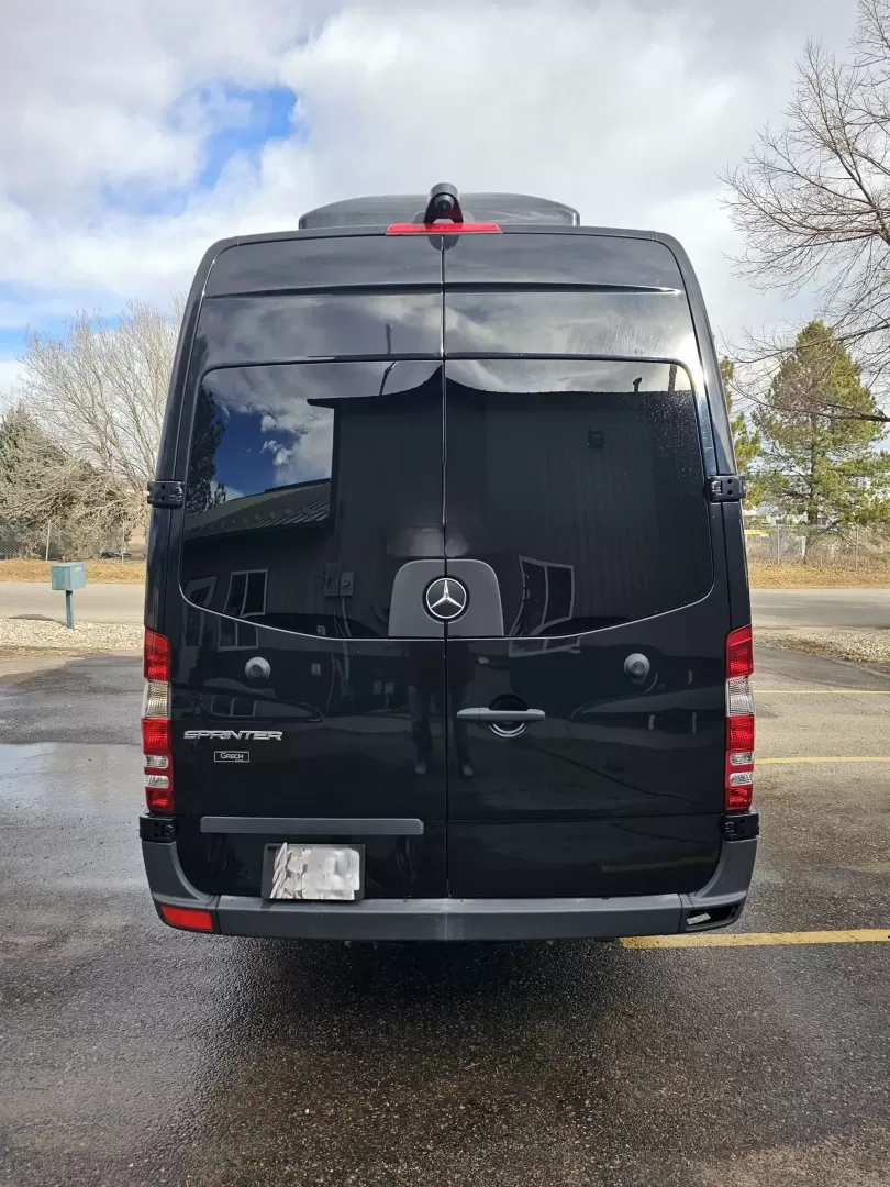2018 Black /Black Mercedes-Benz Sprinter 3500 with an Gas engine, Auto transmission, 0.000000, 0.000000 - 2018 Mercedes Benz Sprinter Grech Executive Shuttle 3500 Ext -Black / Black 13 Rear passengers Plus Driver and Co-Pilot Front TV Pro Air - Heat and A/C System Grech Sound System and Controls Grey Wood Look Flooring Rear Row Stadium Seating Rear Luggage with Under Seat Storage Window Shades USB Power - Photo#5
