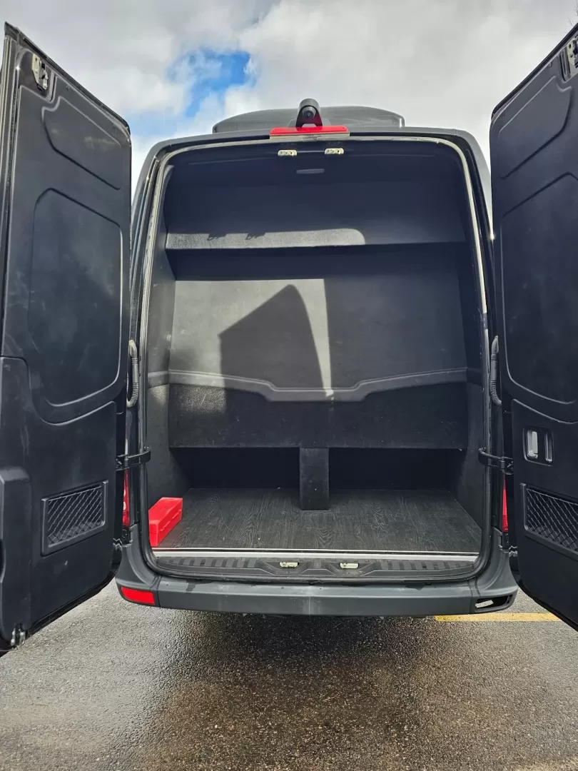 2018 Black /Black Mercedes-Benz Sprinter 3500 with an Gas engine, Auto transmission, 0.000000, 0.000000 - 2018 Mercedes Benz Sprinter Grech Executive Shuttle 3500 Ext -Black / Black 13 Rear passengers Plus Driver and Co-Pilot Front TV Pro Air - Heat and A/C System Grech Sound System and Controls Grey Wood Look Flooring Rear Row Stadium Seating Rear Luggage with Under Seat Storage Window Shades USB Power - Photo#6