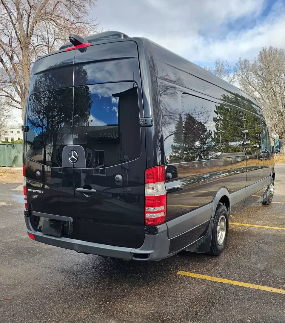 2018 Black /Black Mercedes-Benz Sprinter 3500 with an Gas engine, Auto transmission, 0.000000, 0.000000 - 2018 Mercedes Benz Sprinter Grech Executive Shuttle 3500 Ext -Black / Black 13 Rear passengers Plus Driver and Co-Pilot Front TV Pro Air - Heat and A/C System Grech Sound System and Controls Grey Wood Look Flooring Rear Row Stadium Seating Rear Luggage with Under Seat Storage Window Shades USB Power - Photo#8