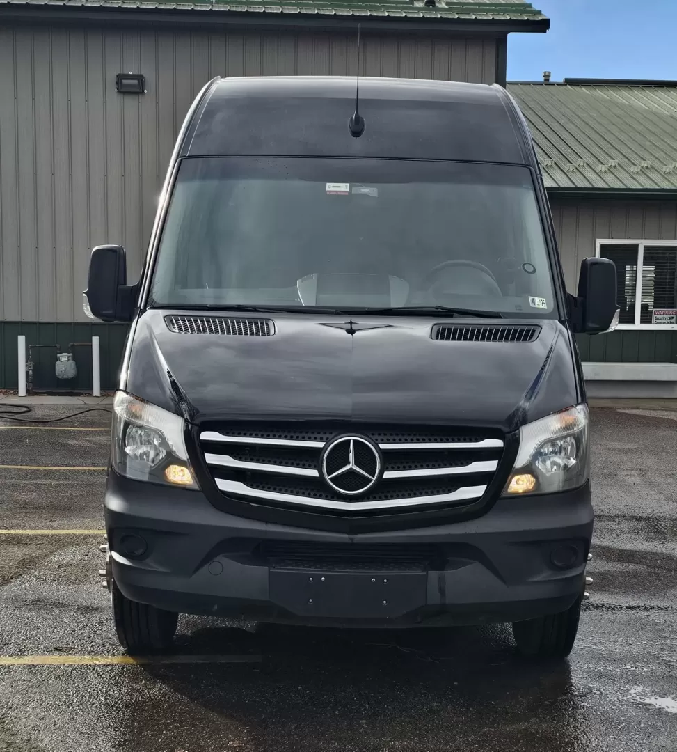 2018 Black /Black Mercedes-Benz Sprinter 3500 with an Gas engine, Auto transmission, 0.000000, 0.000000 - 2018 Mercedes Benz Sprinter Grech Executive Shuttle 3500 Ext -Black / Black 13 Rear passengers Plus Driver and Co-Pilot Front TV Pro Air - Heat and A/C System Grech Sound System and Controls Grey Wood Look Flooring Rear Row Stadium Seating Rear Luggage with Under Seat Storage Window Shades USB Power - Photo#9