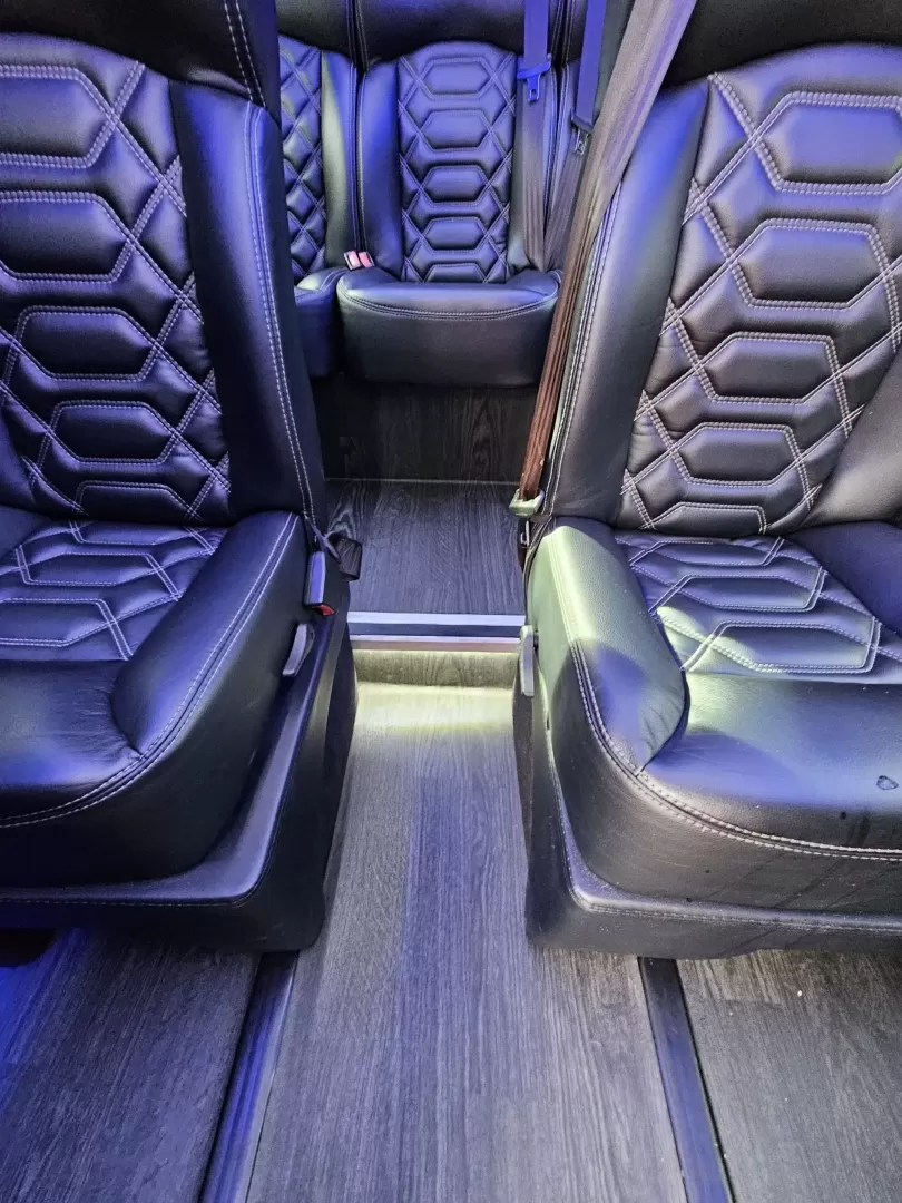 2018 Black /Black Mercedes-Benz Sprinter 3500 with an Gas engine, Auto transmission, 0.000000, 0.000000 - 2018 Mercedes Benz Sprinter Grech Executive Shuttle 3500 Ext -Black / Black 13 Rear passengers Plus Driver and Co-Pilot Front TV Pro Air - Heat and A/C System Grech Sound System and Controls Grey Wood Look Flooring Rear Row Stadium Seating Rear Luggage with Under Seat Storage Window Shades USB Power - Photo#19