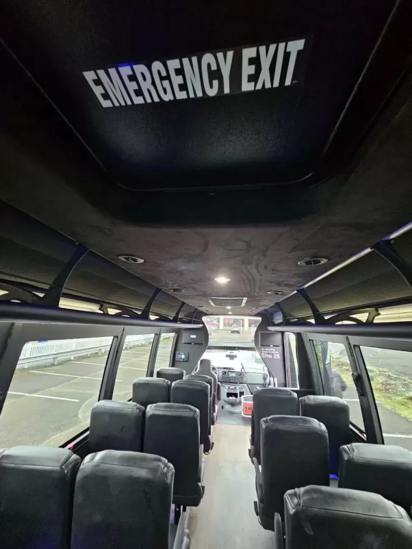 2017 White /Black Ford E450 with an V10 engine, Auto transmission, 0.000000, 0.000000 - 2017 FORD E450 BERKSHIRE (EXECUTIVE STYLE) 6.8L GAS V-10 - 25 PASSENGERS GERFLOR WOOD LOOK FLOORING CEILING MOUNT HEAT AND A/C GRAY SUEDE CEILING WITH WHITE LIGHTS BLUE ACCENT LIGHTING BERKSHIRE SEATS: HIGH BACK RECLINERS RETRACTABLE SEAT BELTS AISLE ARMRESTS REAR FLIP SEATS TO ACCOMMODATE LUGGAGE R - Photo#9
