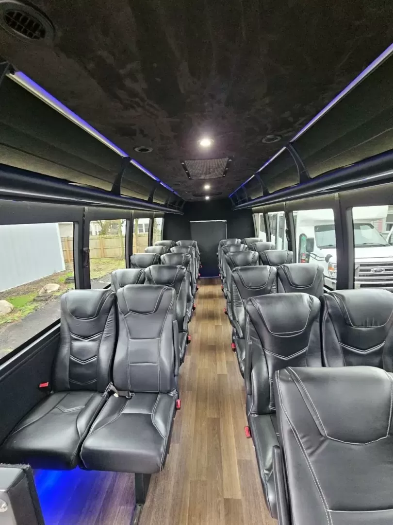 2017 White /Black Ford E450 with an V10 engine, Auto transmission, 0.000000, 0.000000 - 2017 FORD E450 BERKSHIRE (EXECUTIVE STYLE) 6.8L GAS V-10 - 25 PASSENGERS GERFLOR WOOD LOOK FLOORING CEILING MOUNT HEAT AND A/C GRAY SUEDE CEILING WITH WHITE LIGHTS BLUE ACCENT LIGHTING BERKSHIRE SEATS: HIGH BACK RECLINERS RETRACTABLE SEAT BELTS AISLE ARMRESTS REAR FLIP SEATS TO ACCOMMODATE LUGGAGE R - Photo#14